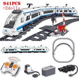 Blocks City Remote Control Train Harmony High Speed Rail Electric Car Building Technical Track Bricks Toys For Children Gifts 230504