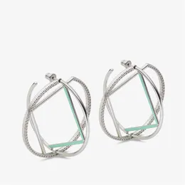 여자 디자이너 보석 Big Circle Diamond Earrings Hoop Studs 편지 인터레이스 여자 Dangle Gold Earring Luxury Hoops Orecchino