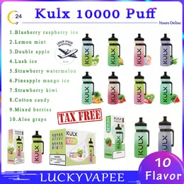100 % Original Kulx 10000 Puffs Einweg-Vape-Pen E-Zigarette 850 mAh wiederaufladbarer Akku 20 ml Kartusche Starter-Kit Big Bar Kit Tragbares Paket