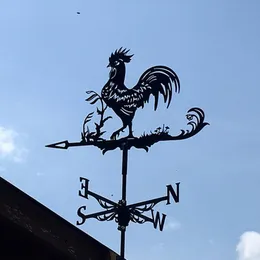 Decorative Objects Figurines Stainless Steel Rooster Weathervane Vane Wind Direction Indicator Farmhouse Garden Spinner Measuring Tools 230504