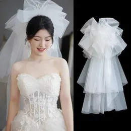 Bridal headdress with fluffy cloud shaped multi-layer headdress for high-end wedding Bridal Veils