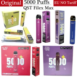 Original Filex Max 5000 Puffs QST E-Zigaretten Einweg-Vapes 0% 2% 3% 5% 12ml Vorgefüllte Pod Mesh Coil 650mah Wiederaufladbarer Vape Pen Puff 5000 Desechable