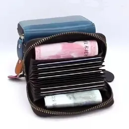 Porte-cartes de styliste en cuir véritable pour femmes, fermeture éclair, mode décontractée, cire d'huile, peau de vache, zéro sacs à main, no329