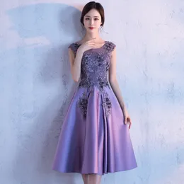 Party Dresses Fashion Purple Evening Dress Appliques Flower Sleeveless O-neck Banquet Party Dress Robe De Soiree Haute Couture 230504
