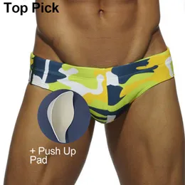 Men's Swimwear PUSH UP Men's Swim Briefs Sexy Low Waist Swimwear Men Swimming Trunks Camouflage Swimsuits Mens Swimwear Swimming Shorts 230503