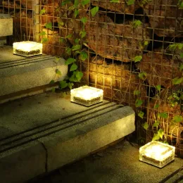 Luzes de tijolos de cubo de gelo led solar Luzes de tijolos ao ar livre 4 lâmpadas LED 6LED LAMPS IMPRESSÃO DE PAVIDA DE PAVER PAVER PAVER PAVIO PAVIO DO JARDIL DE DECORAÇÃO