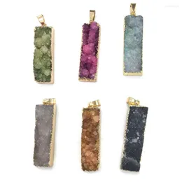 Pendant Necklaces Personality Trend Rectangle Natural Stone Gem Agate Handmade DIY Necklace Bracelet Earring Jewelry Gift Make Accessories