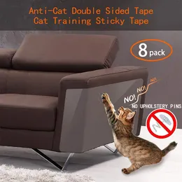 Arranhadores 8 pçs/set gato scratch protector fita dissuasor anti risco durável adesivo claro protetor sofá gatos assentos de treinamento para animais de estimação