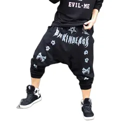 Byxor mode bomull hip hop pants män joggar harem streetwear dansar lösa baggy tröjor släpp crotch långa byxor svart