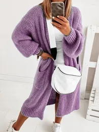 Malhas femininas suéter malha cardigan feminino jumper solto caxemre conforto outono inverno quente macio d bolsos duplos