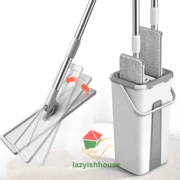 Mops Squeeze mop with bucket floor clean head cloth er Household Cleaning magic squeeze wall tiles 230504