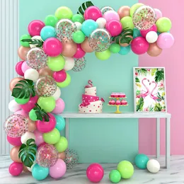 Andra evenemangsfestartiklar Tropiska Hawaiian Balloon Garland Arch Kit Birthday Decor Kids Flamingo Summer Hawaii Luau Aloha Baby Shower 230504