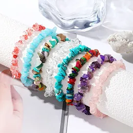 Natural Crystal Stone Bracelet Irregular Gravel Beads Adjustable Bracelet Lucky Hand Chain Couple Friend Party Jewelry Gift