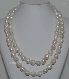 Kedjor Natural Rare White 10 12mm Barock Waxberry Pearl Necklace 48 "