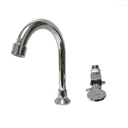 Bathroom Sink Faucets LedFre Brass Foot Control Faucet Polished Chrome Basin Mixer Switch Laboratory Water Tap Wholesale Touchless