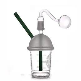 Starbucks Glass Bong Bubbler Heady Dab Rigs Hookahs Röker vattenrör dabberrör torrrökrör med 14 mm glasoljebrännare rör