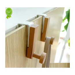 Hooks Rails Ins Behind Door Wood Hook Coat Holder Holder Rack Save Save Punch Door Hat Hanger Hylla över arrangören Drop D Dhjdk