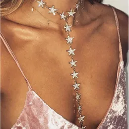 Anhänger Halsketten Vintage übertriebene fünfzackige Stern Quaste Kristall Halskette für Frauen Metall Schlüsselbein Kette 2023 Halsschmuck