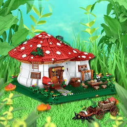 Bloki 2233pcs bajki grzybowe budynek domu architektura wioski Micro mini zgromadzenie cegiełki zabawki