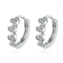 Orecchini a cerchio Colore argento Temperamento Amore Cuore Zircone Orecchino Per donne Ragazze Moda Fascino Creativo Squisito gioielli Brinco Coppia