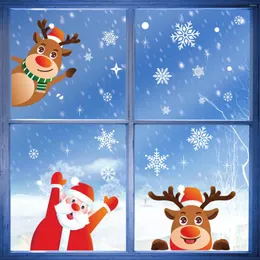 Wall Stickers Christmas Cartoon Santa Claus Party Decoration Removable Static Home Decals Decor Year Wallpaper#02