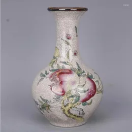 Vases Chinese Famille Rose Crackles Porcelain Qing Qianlong Pomegranate Design Vase