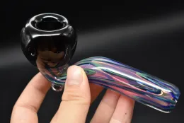 colorful thick 4.5inch Sherlock hammer Glass tobacco pipes Heavy Wall Glass design handle spoon bubbler smoking pipe for dry herb