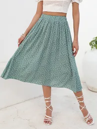 Skirts Finjani Aline Skirt Ditsy Floral Ruffle Hem Skirts High Waist Womens Skirt Long Skirts For Women Fashion 230504