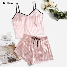 ملابس النوم للسيدات السيدة الصيفية المثيرة Pajama مجموعات الرسوم المتحركة Pajamas حزام SATIN STIN SLEEPWEAR أنثى PIJAMAS الليلية