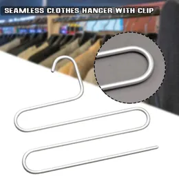 Hooks & Rails Aluminum Alloy S-Shaped Trouser Hanger Multifunctional Multi-Layer Heavy Duty Pants Rack For Home Bathroom Bedroom TS2Hooks