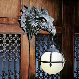 Garden Decorations Led Dinosaur Hanging Lamp Lantern Industrial Style Harts Dragon Head Crafts Pendent Halloween Wall 230504