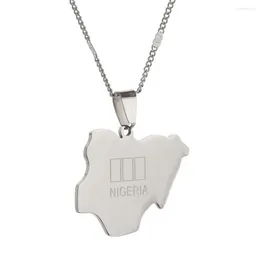 Hänge halsband rostfritt stål mode nigeria karta silver färg nigerians maps charm smycken
