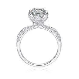 Обручальные кольца простое 6,5 мм Большой камень Европейский VVS Moissanite Diamond 14k Белый золото Моссанитовое кольцо