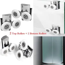 Storage Bags 4Pcs Shower Door Wheels 23mm Rollers Heavy Duty Zinc Alloy Dual Wheel For Both Flat Sliding Doors