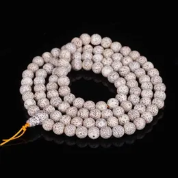 Chokers Buddhistische 108 weiße Stern-Mond-Bodhi-Perlen Meditations-Gebets-Malas 8 mm 10 mm für Yoga BRO594 230503