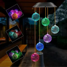 Dekoracje ogrodowe Zmiana kolorów disco luster lampa kulkowa zasilana wiatrem grzycie mobilne mobilne światło wiszące do krajobrazu festiwal festiwal 230504