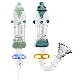 Paladin886 CSYC NC043 Glass Water Bongs Dab Rig Smoking Pipes OD 32mmカラフルな鳥かごPerc Bubbler Bong 14mmクォーツセラミックネイルグラスボウルバンガーアダプタークリップ