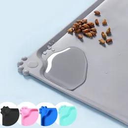 47*30cm Silicone Dog Cat Bowl Mat with High Lips Non-Stick Waterproof Food Feeding Pad Puppy Feeder Tray Water Cushion Placemat