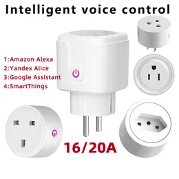 16A 10A EU US UK Smart Wifi Power Plug Lamp Holders with Monitor Home Wireless Socket Outlet Works with Alexa Google Tuya App