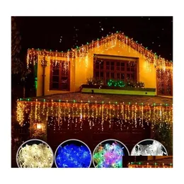 LED سلاسل LED أضواء عيد الميلاد ستارة Icicle String 5M Droop 0.40.6m شلال الشلال في الهواء الطلق للحفلة حديقة المنزل قطرة DHRX9