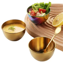 5.5oz Stainless Steel Sauce Dishes Mini Individual Saucers Bowl Ice Cream Cups Round Seasoning Dishes Sushi Dipping Bowl Appetizer Plates Reusable Home HW0009