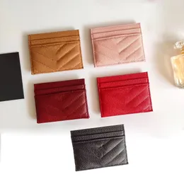 2023 حاملي بطاقات أزياء جديدة Caviar Woman Mini Wallet Designer Pure Color Pebble Texture Luxury Black Wallet