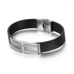 Bangle Fashion Leather Men Bracelet Bangles Gold Color Stainless Steel Punk Silicone Cool Street