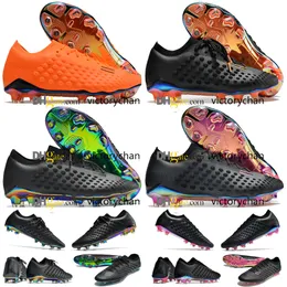 Presentpåse kvalitet fotboll stövlar hypervenomer Phantoms Ultra Venom FG Limit Soccer Cleats Soft Leather Trainers Electropate Outdoor Reissue Football Shoes US 6.5-11