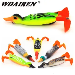 Baits Lures 1Pcs Double Propeller Flipper Duck Fishing Ducking Frog Soft Bait 9.5cm 11.2g 3D Eyes Artificial Swimbait Day Bass Tackle 230504