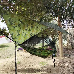 Hamac de Camping de meubles de Camp avec la bâche de tente de moustiquaire Rainfly Nylon portatif pour le voyage d'arrière-cour de randonnée