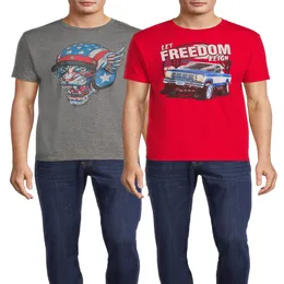 Erkekler Büyük Erkekler Özgürlük Reign ve American Tiger Graphic T-Shirts, 2 Pack