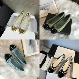 2023 neue Damen Luxusmarke Single Schuh Kleid Schuhe flachen Mund Wohnungen hochwertige Bogen Match Farbe Temperament Ballettschuhe Damen Kleid Schuhe