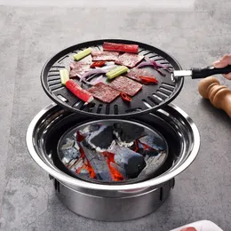 BBQ Tools Akcesoria gospodarstwa domowego ze stali nierdzewnej koreański piekarnik z węgla drzewnego runda komercyjna nietoperz piekarnik grillowy na zewnątrz przenośny piec węglowy 230504