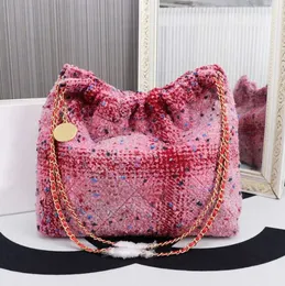 New Garbage Bags Cloth Shopping Bag Tote Small Fragrant Chain, One-shoulder Portable Large-capacity Gold Pendant Tweed